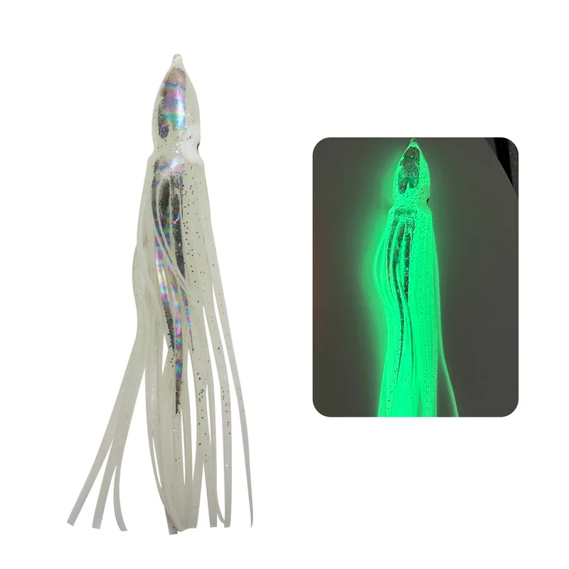 8/10/12cm saias de lula macia luminosa pesca no mar polvo fakebait atum isca de pesca biônico lula isca barco equipamento de pesca: 40mm / BRANCO