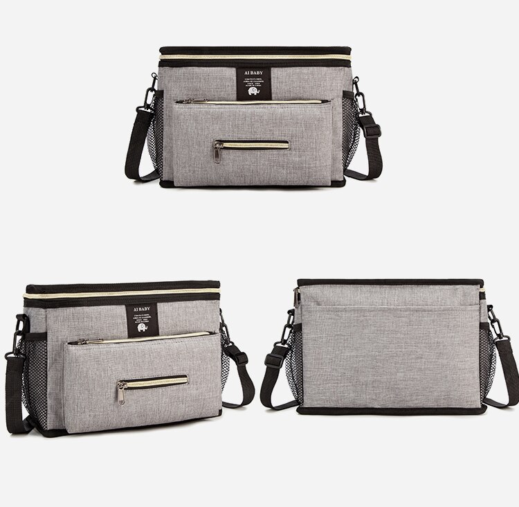 Luiertas Cartoon Kinderwagen Organizer Nappy Luier Tassen Vervoer Buggy Kinderwagen Winkelwagen Mand Haak Kinderwagen Accessoires: gray