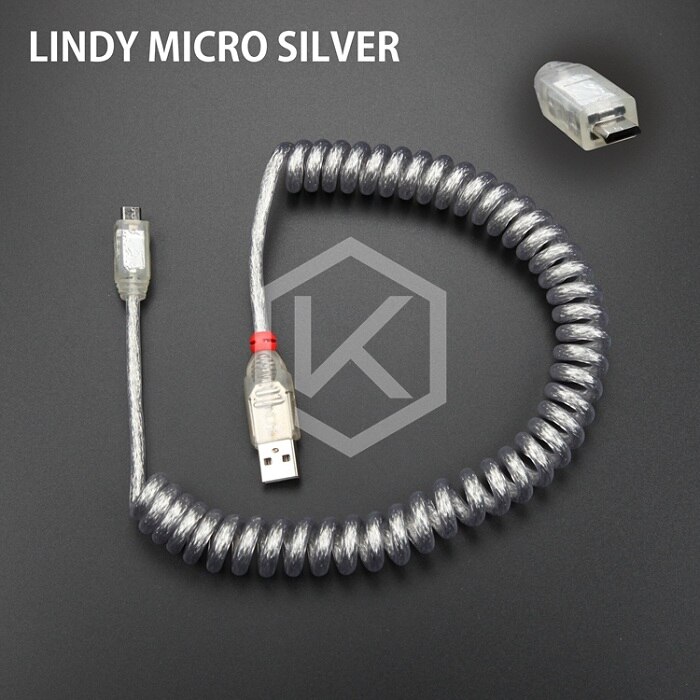 Lindy kabel wire mekanisk tastatur  gh60 usb kabel mini usb port til poker 2 gh60 keyboard kit gør det selv: Lindy mikro sølv