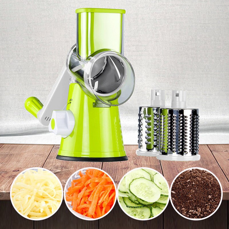 Multi-function rotary grater vegetable shredded potato machine vegetable grater manual cabbage kitchen knife kitchen tool: green1
