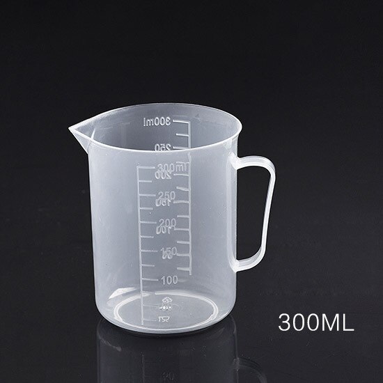 Taza medidora de plástico transparente de 100/300/600/1000ml, recipiente dosificador para laboratorio, herramienta de medición para cocinar y hornear: 300