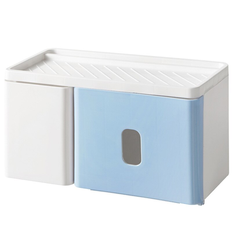 Toilet Roll Box Bathroom Waterproof Tissue Box Plastic Bath Toilet Paper Holder Wall Mounted Paper Storage Holder With Drawer: Blue