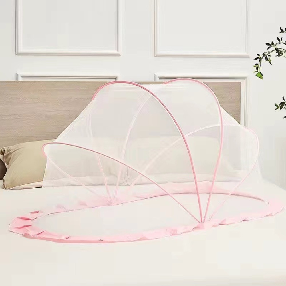 Screen Tent Folding Baby Crib Mosquitoes Net Breathable Soft Infant Mosquito Net Bed Convenient Portable Mesh Sleeping Net Home: GRAY