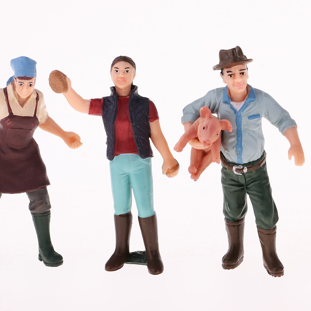 Pack/8Pcs Painted Model Figures People Male &Female Farmers 7-10cm Height