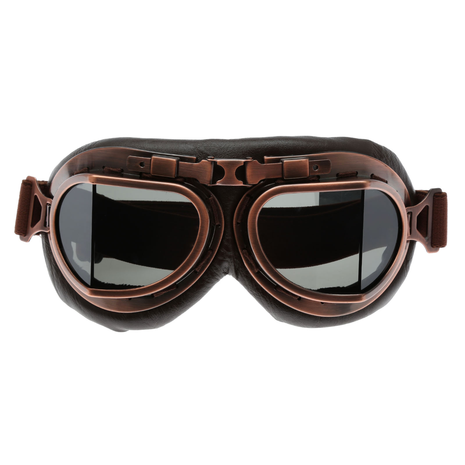 Gafas Retro para motocicleta Vintage Motocross gafas clásicas Retro Steampunk ATV bicicleta cobre casco protección UV: Brown Lens