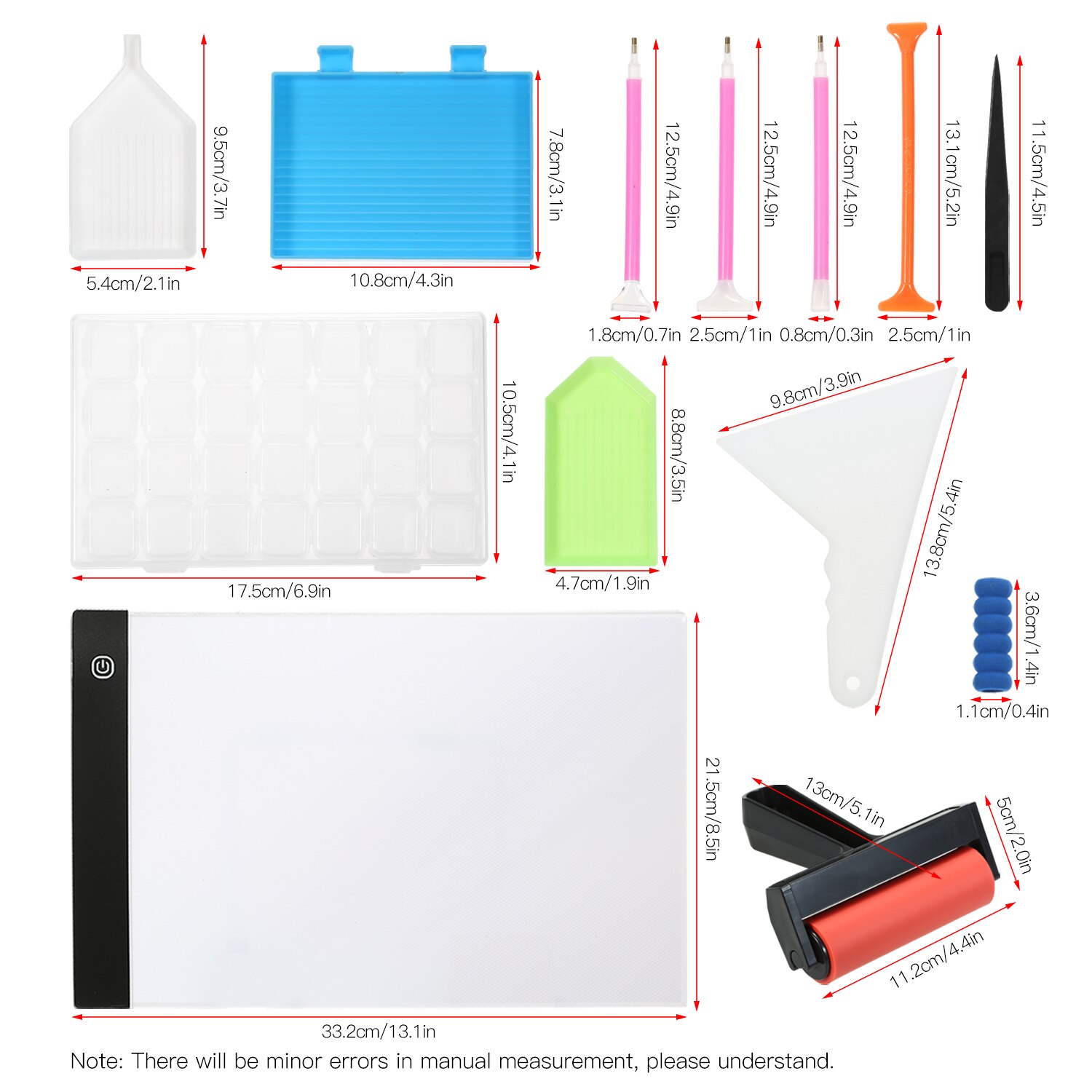 133 Pieces DIY Diamonds Painting Tools and Accessories Kits with A4 Tracing Light Box Multi-Size Diamond Pen Tray Kits