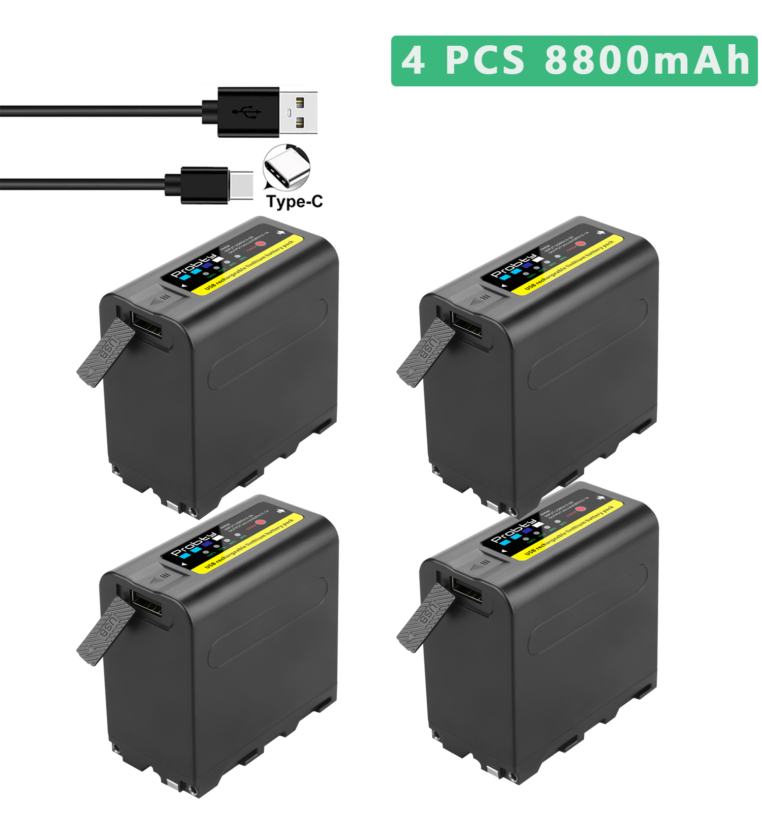 Probty 6800mAh/8800mAh NP-F980 NP-F970 NPF960 NPF970 Battery with USB Charge Output For Sony PLM-100 CCD-TRV35 MVC-FD91 MC1500C