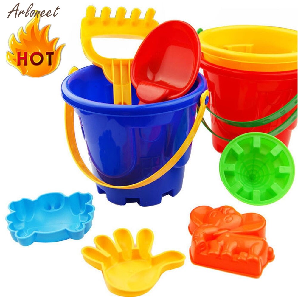 7Pcs Sand Sandbeach Kids Beach Toys Castle Bucket Spade Shovel Rake Water Tools Outdoor Toys Hobbies For Children