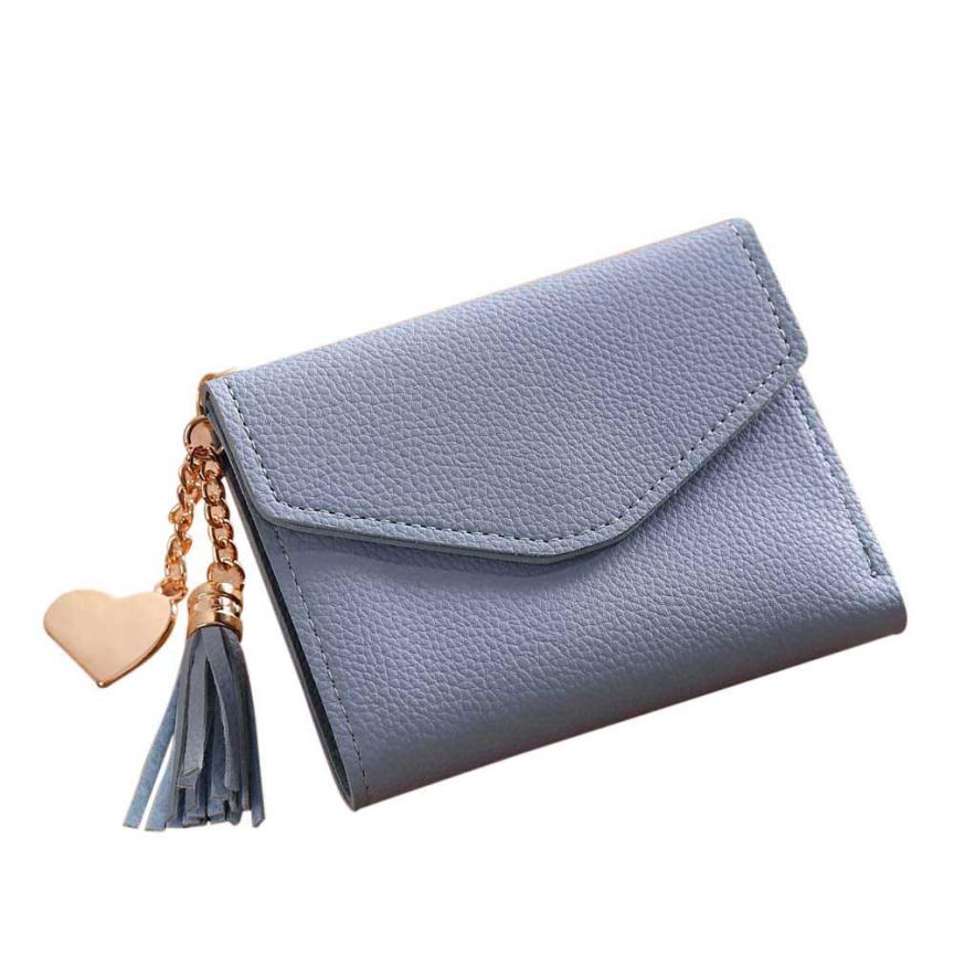 Donne portafogli Semplice Breve Nappa Borsa Della Moneta Titolari di Carte di portafogli di qualità eccellente portefeuille femme cartera mujer: Blue