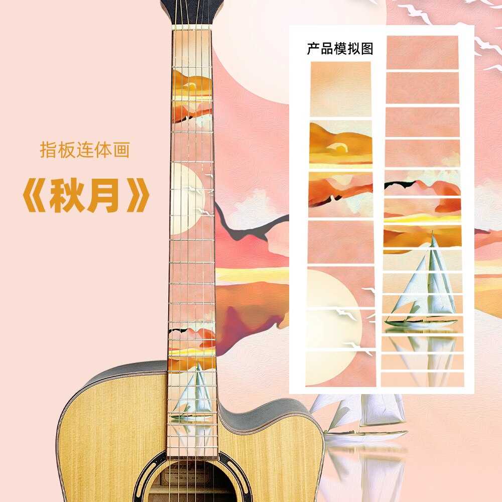 Gitaar fretboard stickers inlay glitter sticker gitaarhals kop guitarra bas ukelele dunne sticker guitarra accessoires: Stijl 12