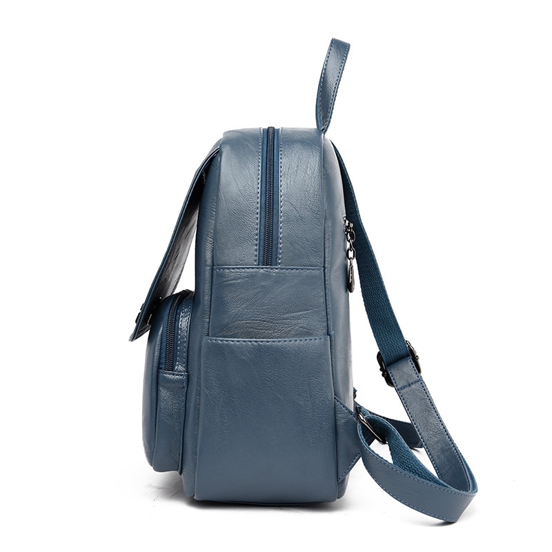 Vintage zwarte damesrugzak, merk damesrugzak, leren boekentas voor tienermeisjes, schooltas, reistas voor dames