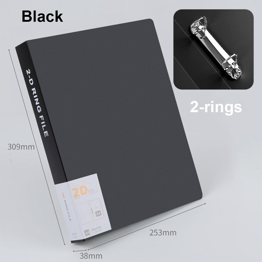 A4 2 4 D Ringband Organisator Clear Map Documenten Transparantie Hervulbare Fotoalbum Cover Photocards Ring Notebook Tekening: 2ring black