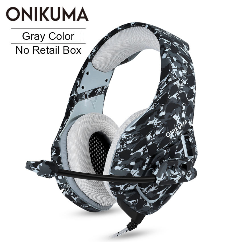 ONIKUMA K1 casque Gaming Headset PC Gamer Stereo Koptelefoon Hoofdtelefoon met Microfoon voor PS4 Xbox One Gamepad Laptop Tablet: Gray No Retail Box