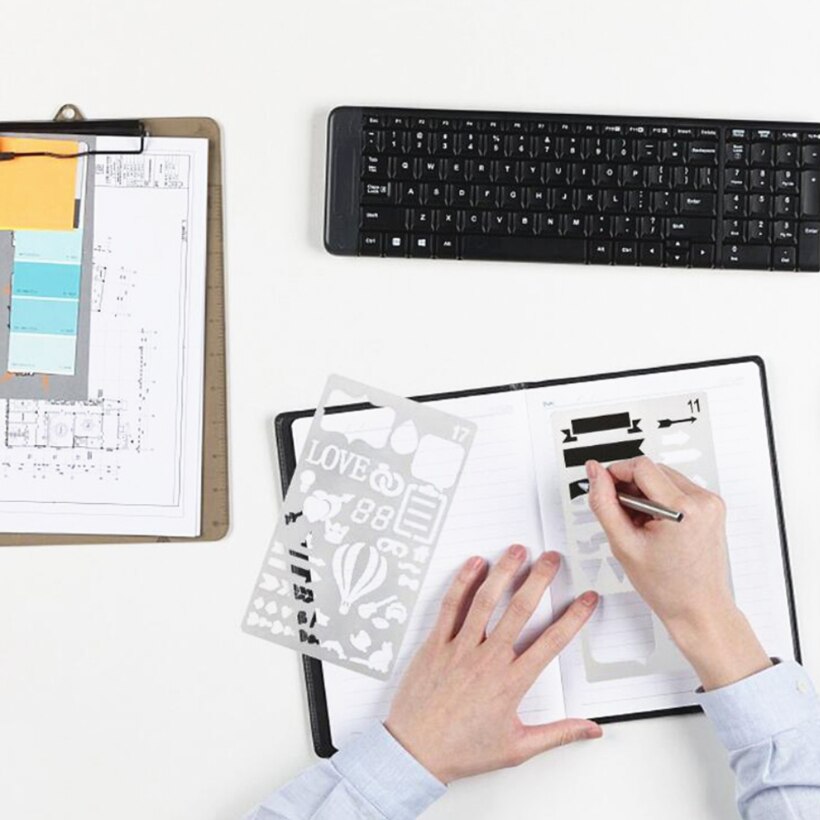 12/20pcs DIY Drawing Template Diary Planner Journal Notebook Diary Scrapbook Bullet Journal Stencil Set Plastic Planner