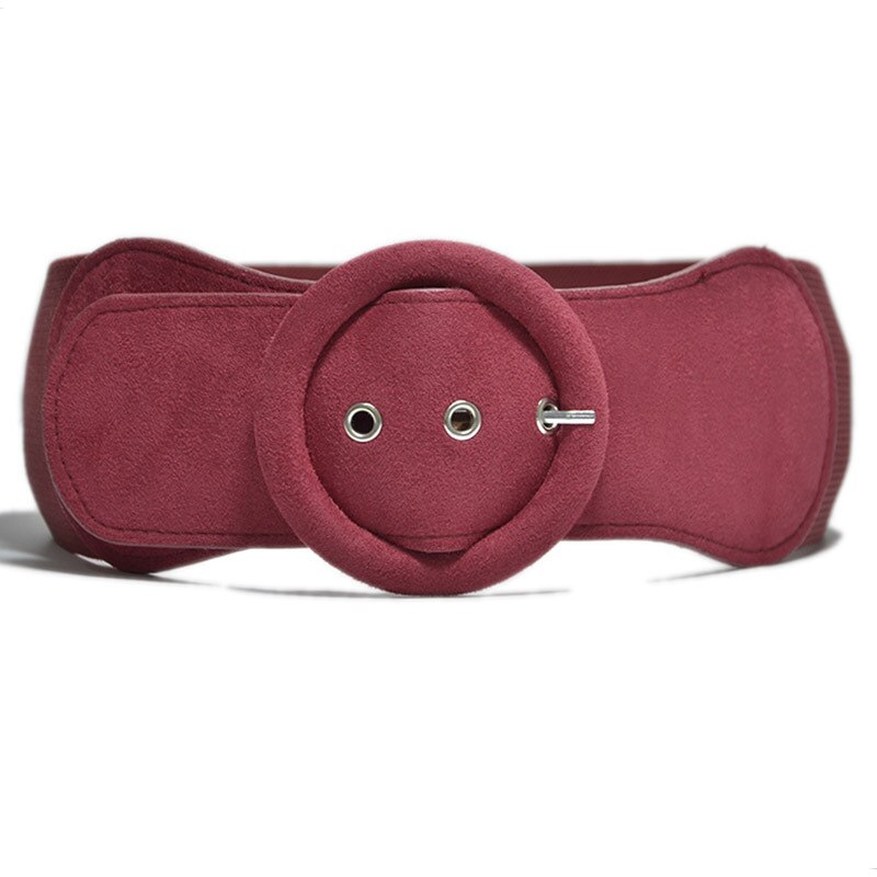 Moda damska zamsz elastyczny pas dół kurtki szeroki pas dobre dopasowanie elegancka sukienka ze sprzączką pas klamra miękki pas