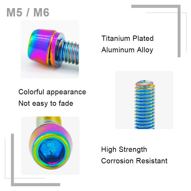 Krsec M6/M5 Stuurpen Bouten Titanium Kleur Mtb Fiets Stuurpen Schroeven Rvs Vaste Bout Stuurpen Schroef fietsen Onderdelen