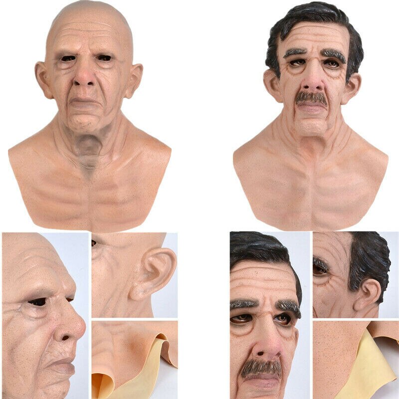 Vieil homme Hallowen masque réaliste Latex Halloween Costume accessoires de fête masques casque M09