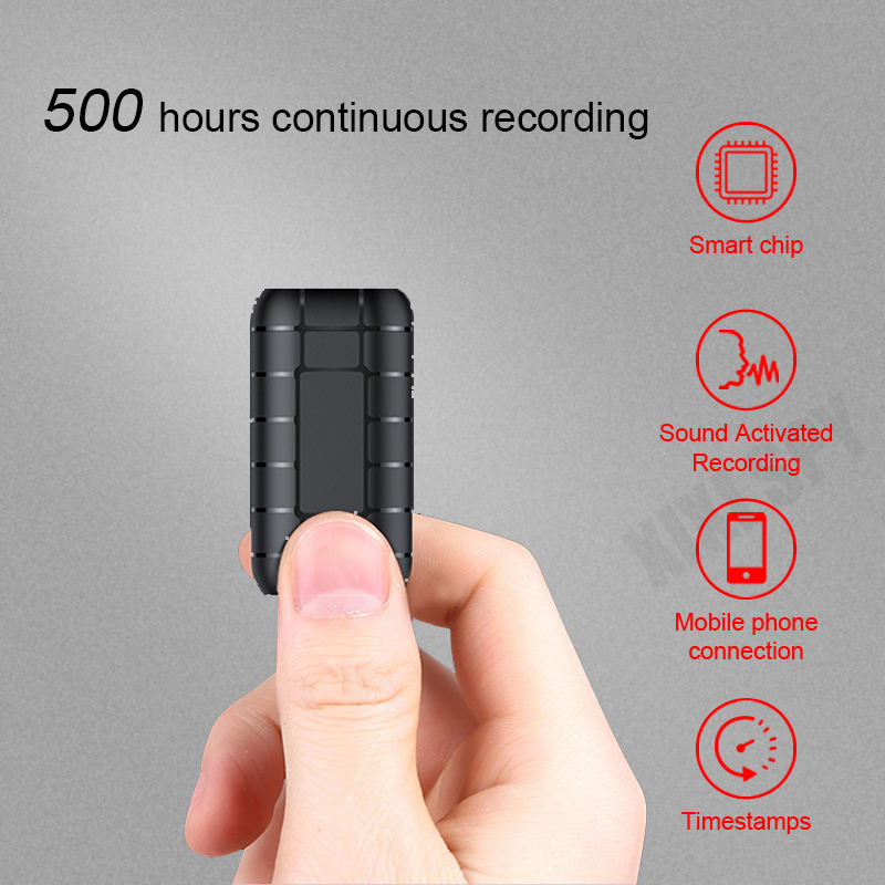 Mini voice activated recorder 500 hours digital recording device sound dictaphone audio micro record portable small