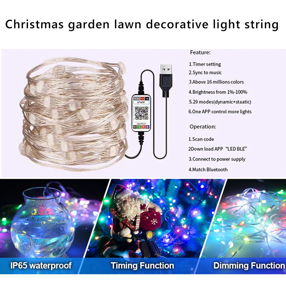 2-30M Fairy LED String Lights with Smart USB Bluetooth-compatible App Control Lamp GarlandWaterproof Outdoor Twinkle Home Garden