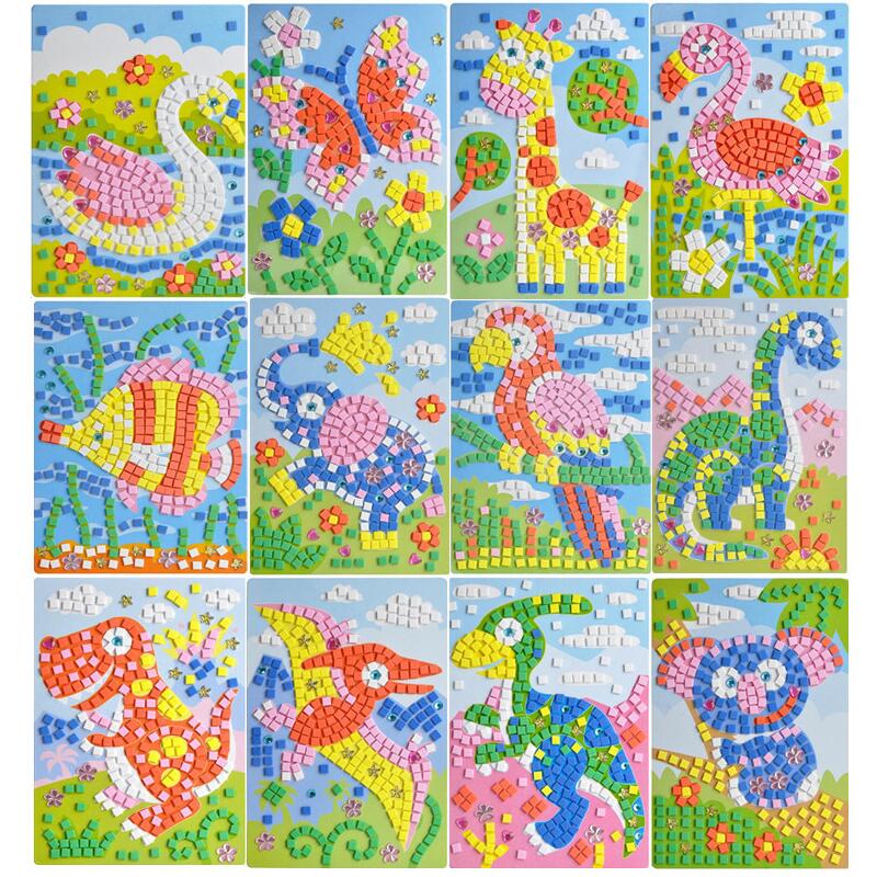 Children Toys Puzzle DIY Foam Mosaic Stickers Art Cartoon Crystal Sticker Educational Toys For Kids Christmas Toy