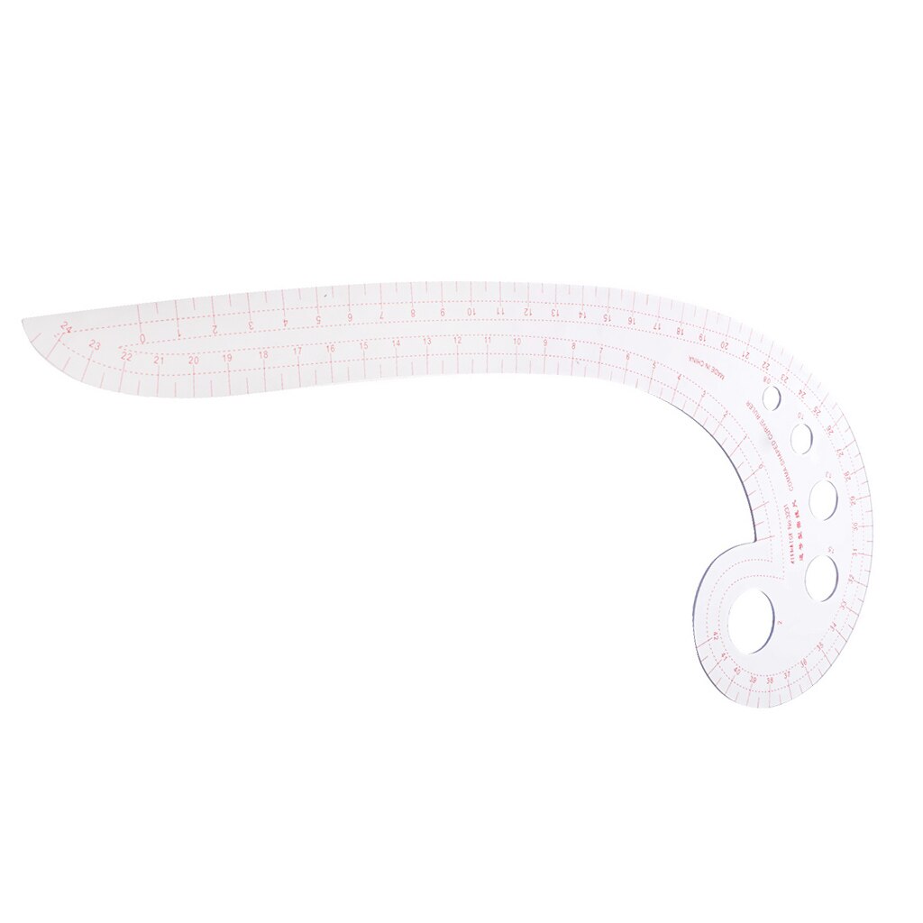 Sewing Tools Clear Ruler Hard Plastic Comma Shaped Curve Size Measurement