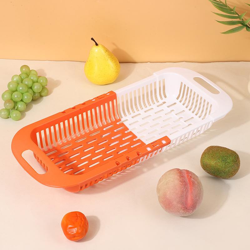 【S】1Pc Intrekbaar gootsteenafvoerrek Plastic gereedschapsrek voor gerechten Huishoudelijke keuken Groenteopbergrek Afvoermand
