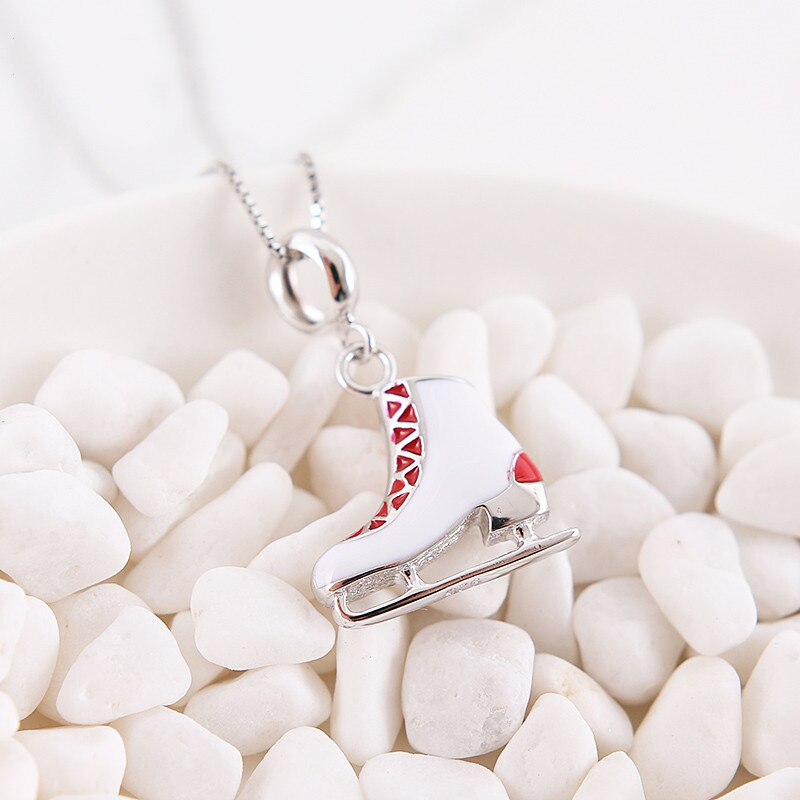 Authentic 100% 925 Sterling Silver Bead Sports Ice Skates Dangle Beads Fit Bracelet & Bangle DIY Women Jewelry: Red
