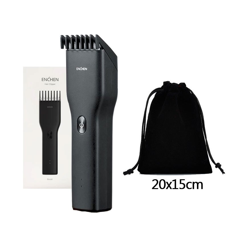 ENCHEN Boost Electric Hair Clippers Trimmers Men Cordless Rechargeable Ceramic Blade Barber Hair Cutter Machine: Black Set1