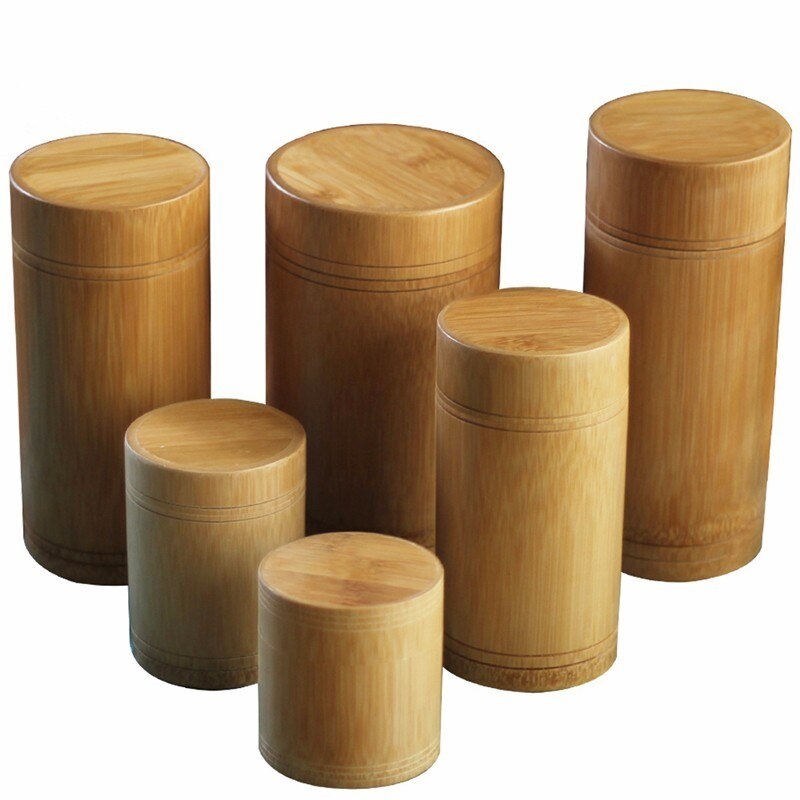 Handgemaakte Thee Doos Bamboe Opbergdoos Theebus Deksel Seal Keuken Opslag Potten Accessoires Spice Box Case Organizer