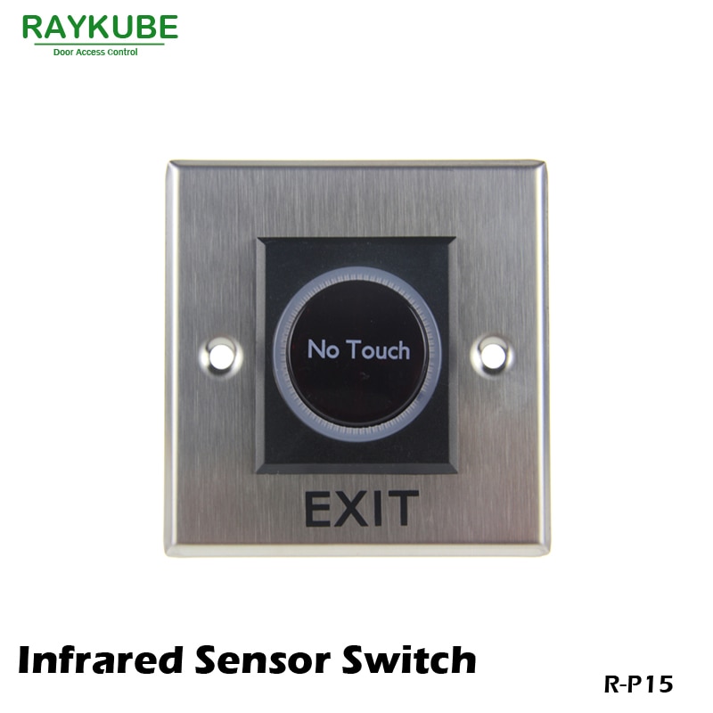 RAYKUBE Exit Button Infrared Sensor No Touch Push Switch For Door Access Control System Door Square IR Exit Button 86x86 R-P15
