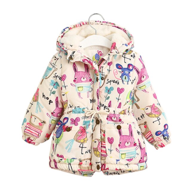 Graffiti Kids Winter Jacket Cute Cartoon Pattern Winter Clothes for Girls 2-8Y Hooded Jacket Kids Clothes: 6