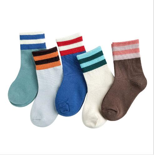 1-12 jaar kinderen jongens sokken herfst brede Luokou gestreepte babysokjes 5 paren/partij