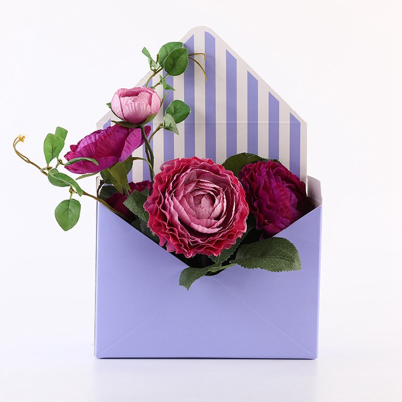 10Pcs Envelop Bloem Dozen Boeket Geschenkdoos Hand Houdt Vouwen Bloemen Boeket Papier Doos Romantische Bloem Papier Houder Decor