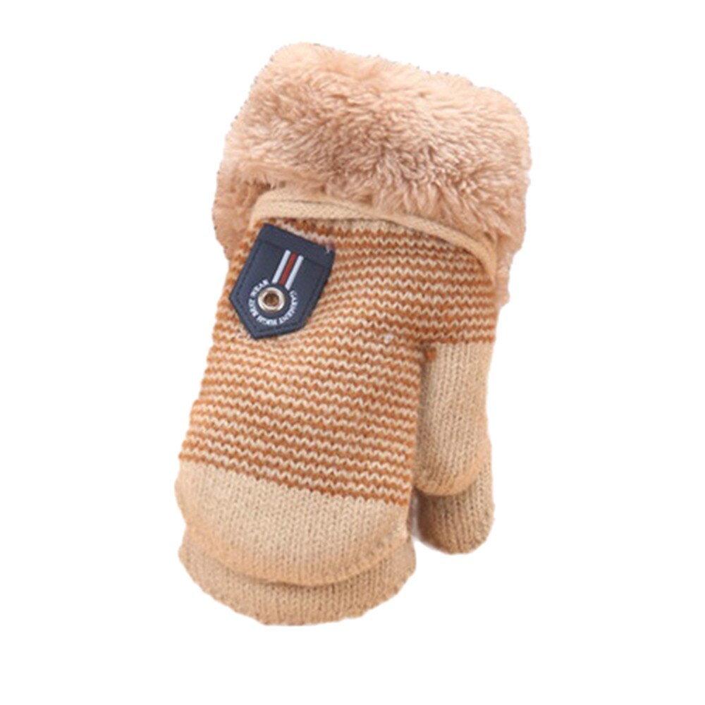 Schattige Kinderen Winter Handschoenen Dikker Infant Baby Meisjes Jongens Warm Kinderen Handschoenen Vingerloze Wanten Kids Winter Gant Enfant: Beige