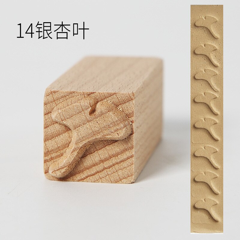 Pottery Wood Texture Seal 16-piece Set of Solid Wood Cartoon Seal Tool Pottery Clay Clay Moon Cake Stamp Mold: 14
