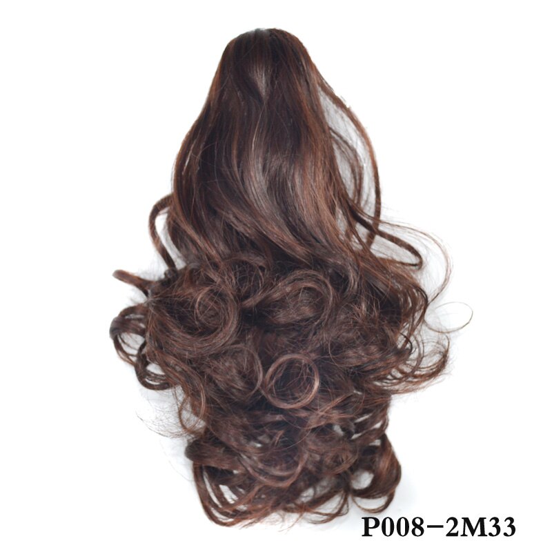 jeedou Short Curly Hair Ponytail Extensions Claw Ponytails Synthetic Natural Black Red Frosted Color Hairpieces: 008-2M33