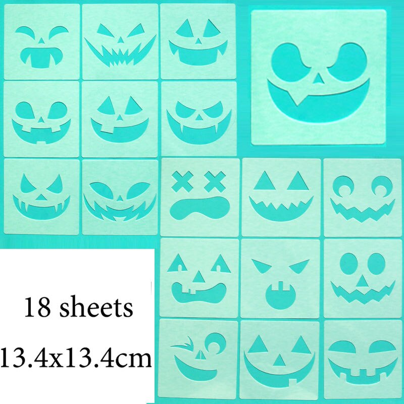 18 kpl halloween-kerrosstensiilit tarramaalaus scrapbookingiin/paperi-diy-korttien teko/kankaiden kakkukoristeiden ompelu: 18 osaa tyyli 1