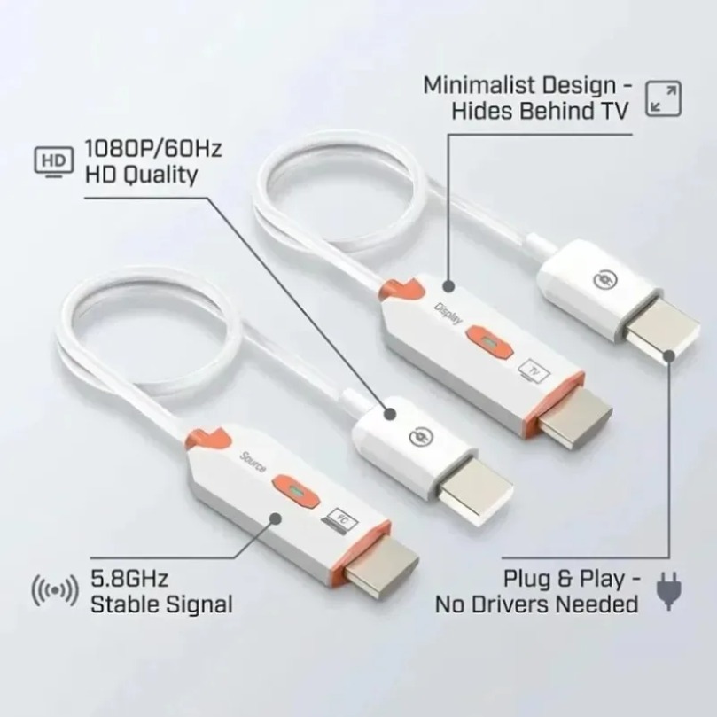 Transmissor de áudio e vídeo 5.8g fio 30m 1080p receptor compatível com hdmi, extensor de tela, dongle para tv box, monitor, projetor e pc.