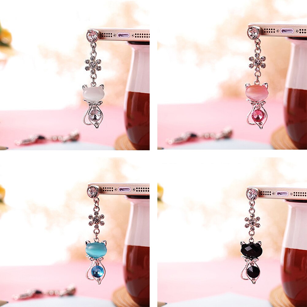 Lichtgewicht 3.5 Mm Jack Kat Crystal Anti Dust Plug Earphone Cap Stopper Earphone Jack Plug Leuke Kat Accessoires Voor Telefoon cup #2