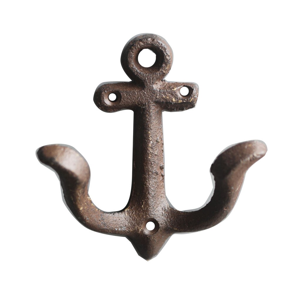 KiaoTime Roestvrij Bruin Vintage Rustiek Gegoten Ijzeren Nautische Anker Ontwerp Muurhaken Kapstokhaak, Decoratieve Muur Gemonteerde Antieke Shabby Chic Metalen Thuis Badkamer Handdoek Kapstokhaak