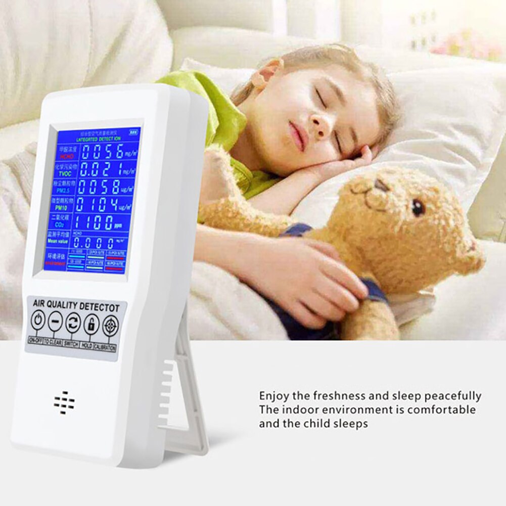 Inneluftmonitordetektor nøyaktig lufttesterdetektor egnet til formaldehyd (hcho) karbondioksid tvoc  pm2.5/pm10