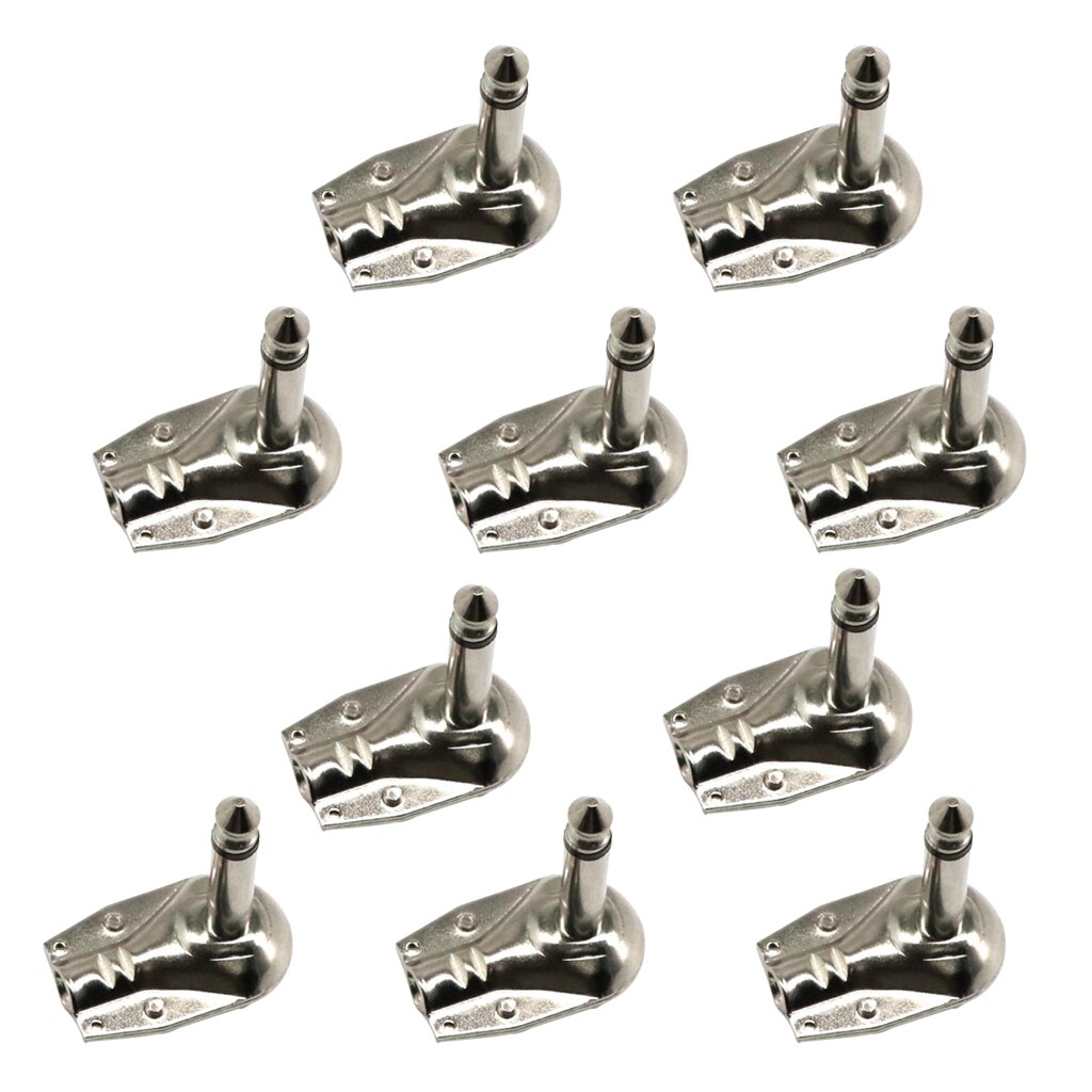 10pcs 1/4'' 6.35mm Mono 90 Degree Angle Guitar Plug Flat Male Connector Adapter Solder Lugs