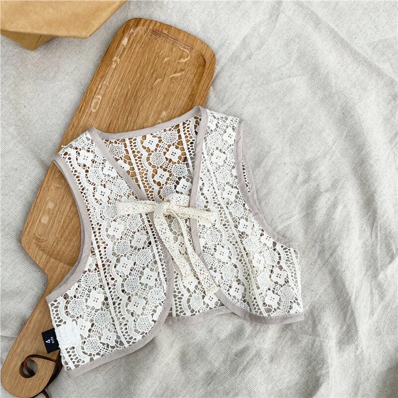 Lente Baby Meisjes Lace Hollow Out Vest Koreaanse Stijl All-Match Kids Mouwloze Tops Jassen Peuters Kinderen vesten: 6T