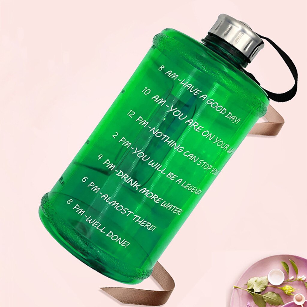 Gallon Water Bottle Fitness Workout With Time Marker Drink Large 73oz Capacity Clear Plastic Drinking Bottles Big Gym Jug Cup