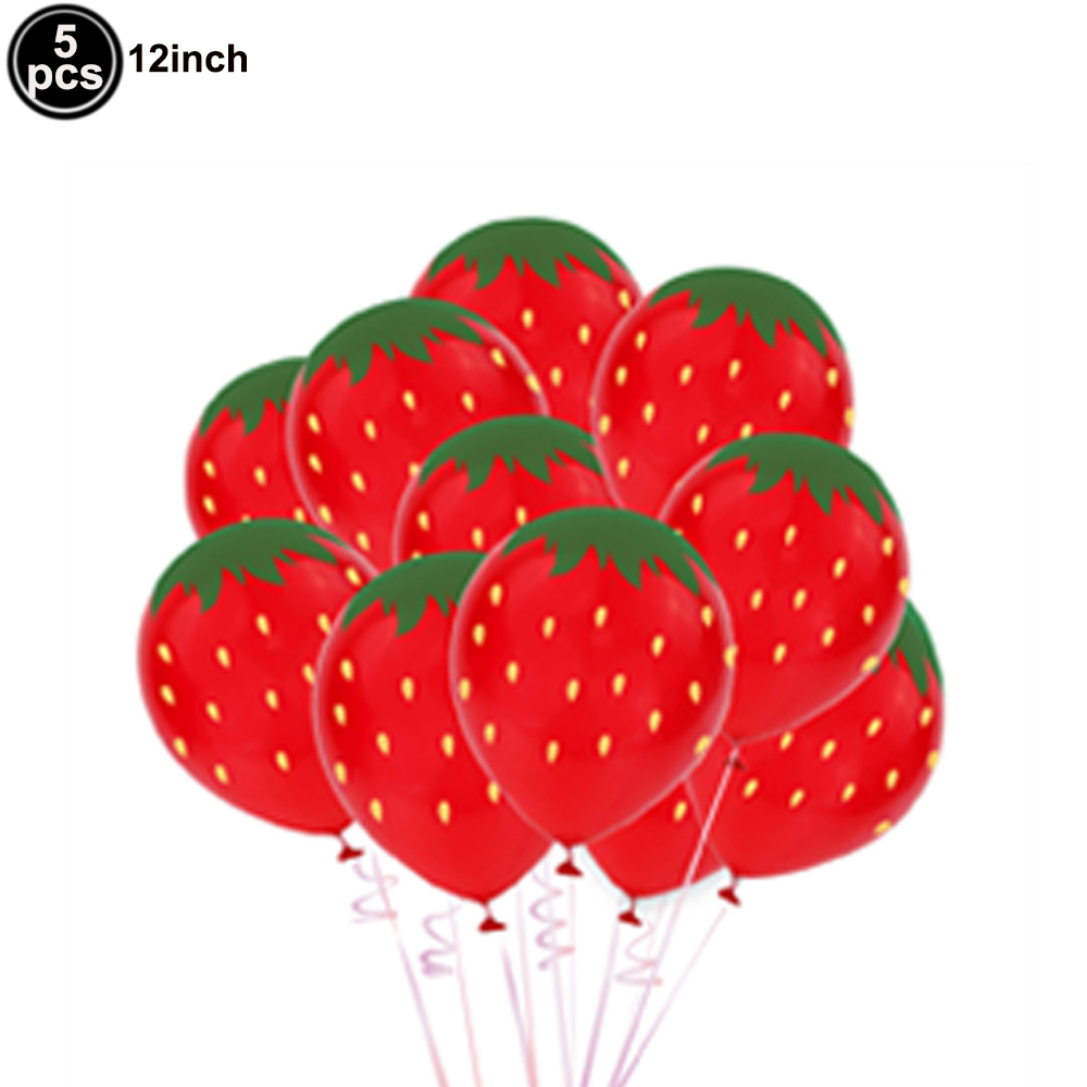 Aardbei Thema Feestservies Set Papieren Borden Servetten Plastic Tafelkleed Zomer Fruit Feest Verjaardag Babyshower Benodigdheden: Bruin