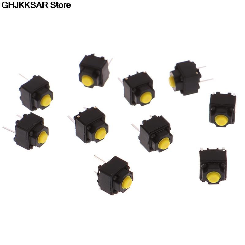 10 stücke Stumm Taste Stille Schalter Drahtlose Maus Verdrahtete Maus Taste Micro Schalter Gelb Push Button Schalter 6*6*7,3mm