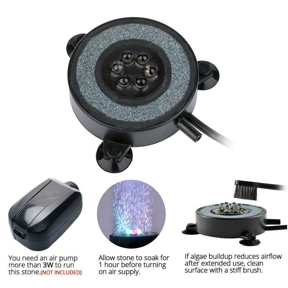 Luz LED redonda de burbujas de aire, luz sumergible para tanque de peces, cambio de Color, acuario con burbujas de aire, lámpara, herramientas de aireación