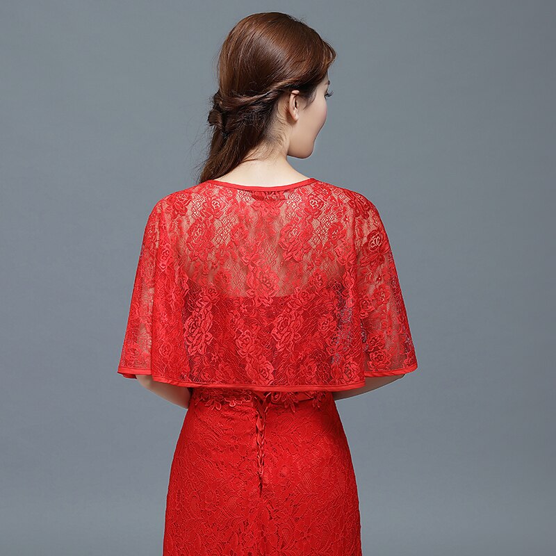 Boléro dentelle blanche Femme Cape rouge pour robe de soirée boléro nuptiale Mariage 8 couleurs haussement d'épaules pour femmes châles accessoires de Mariage