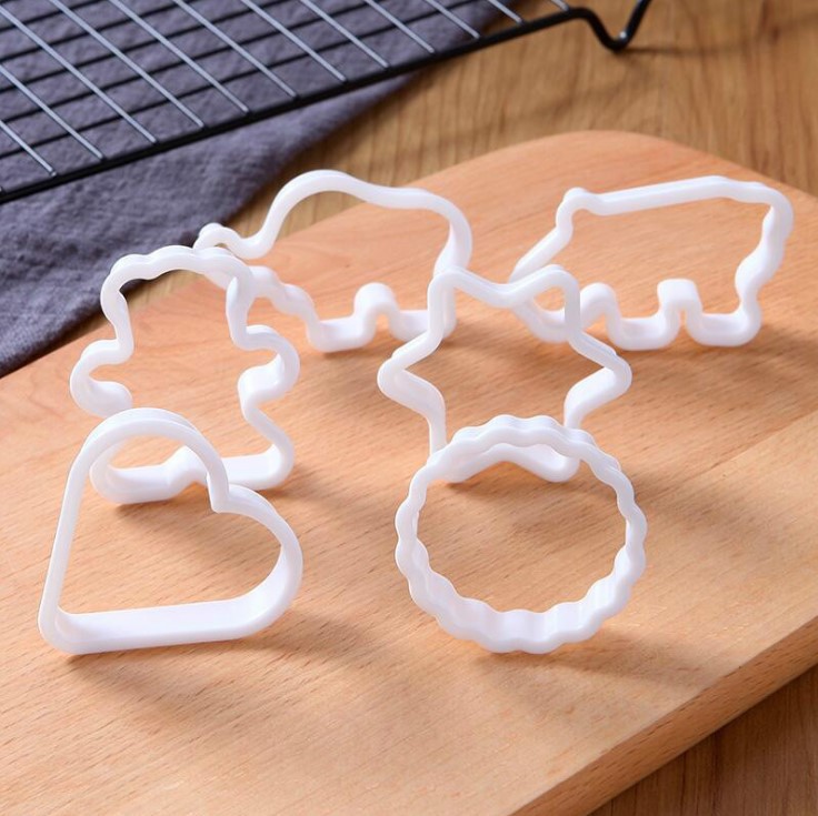 6PC de plástico de azúcar de galleta de molde de dibujos animados de animales moldes de pastel de tarta de piña molde de cocina para hornear: 6pcs