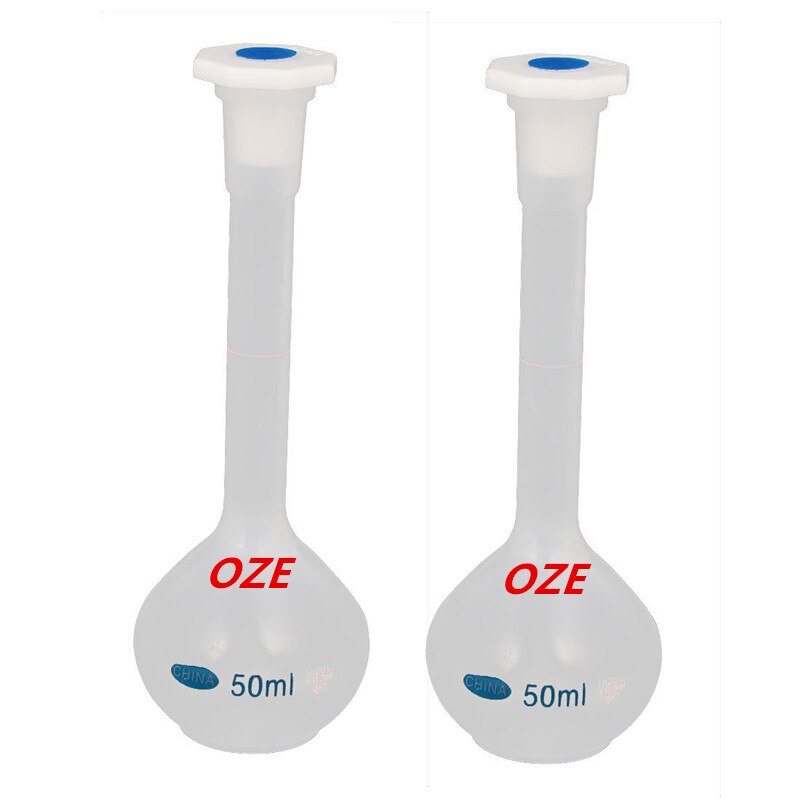 2PCS 50ml Long Neck Plastic Volumetric Measuring Flask Heatproof For Laboratory